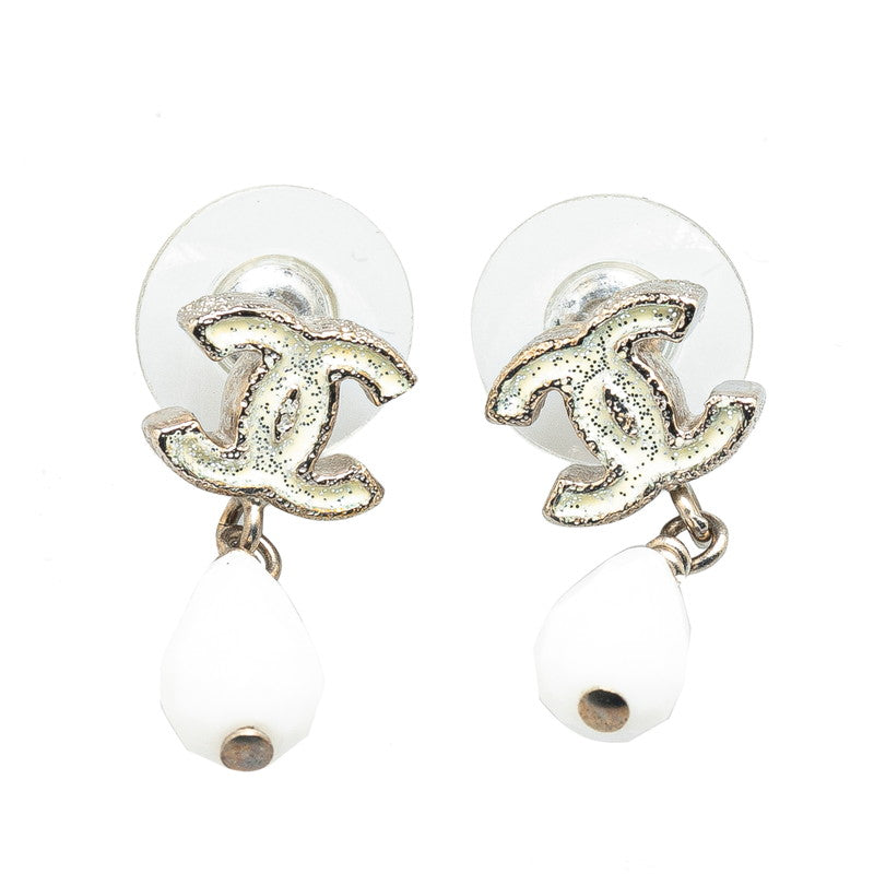 Chanel Coco Mark Silver Metal Earrings