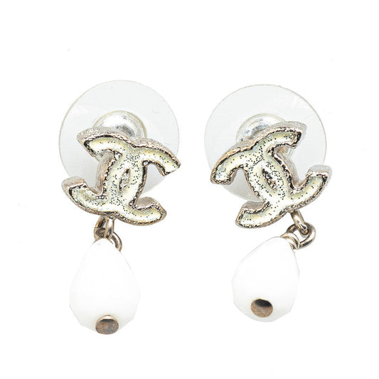 Chanel Coco Mark Silver Metal Earrings