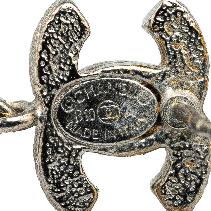 Chanel Coco Mark Silver Metal Earrings
