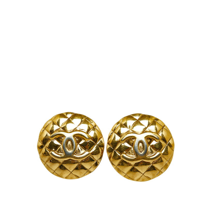 Chanel Vintage Coco Mark Earrings Gold Plated