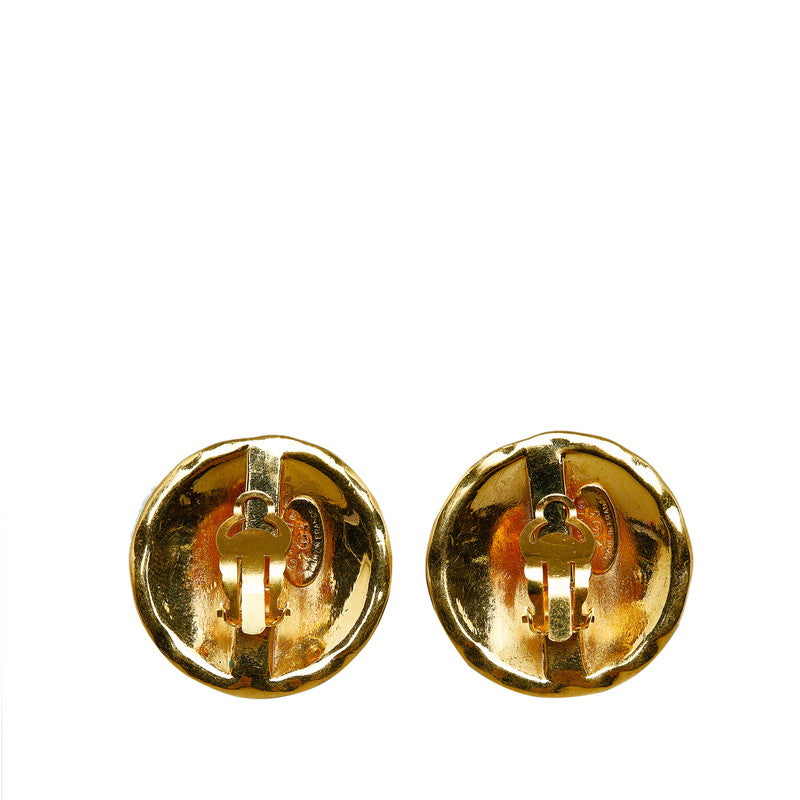 Chanel Vintage Coco Mark Earrings Gold Plated
