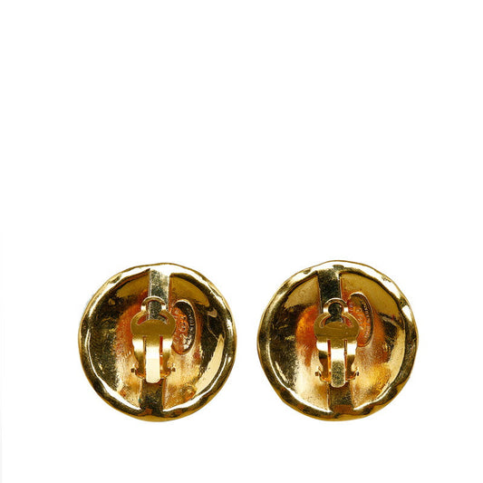 Chanel Vintage Coco Mark Earrings Gold Plated
