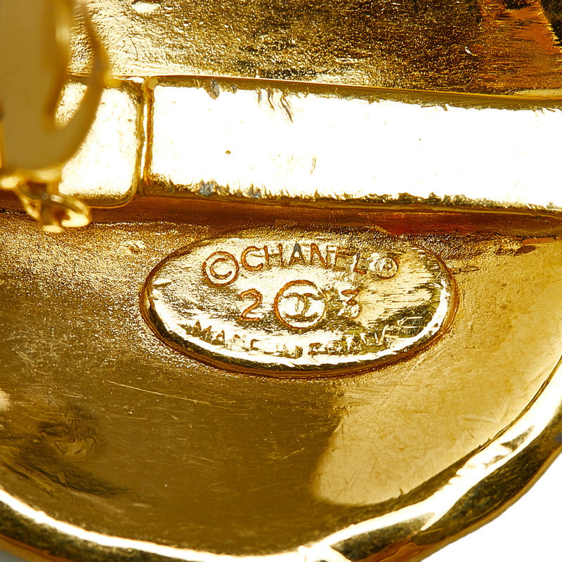 Chanel Vintage Coco Mark Earrings Gold Plated