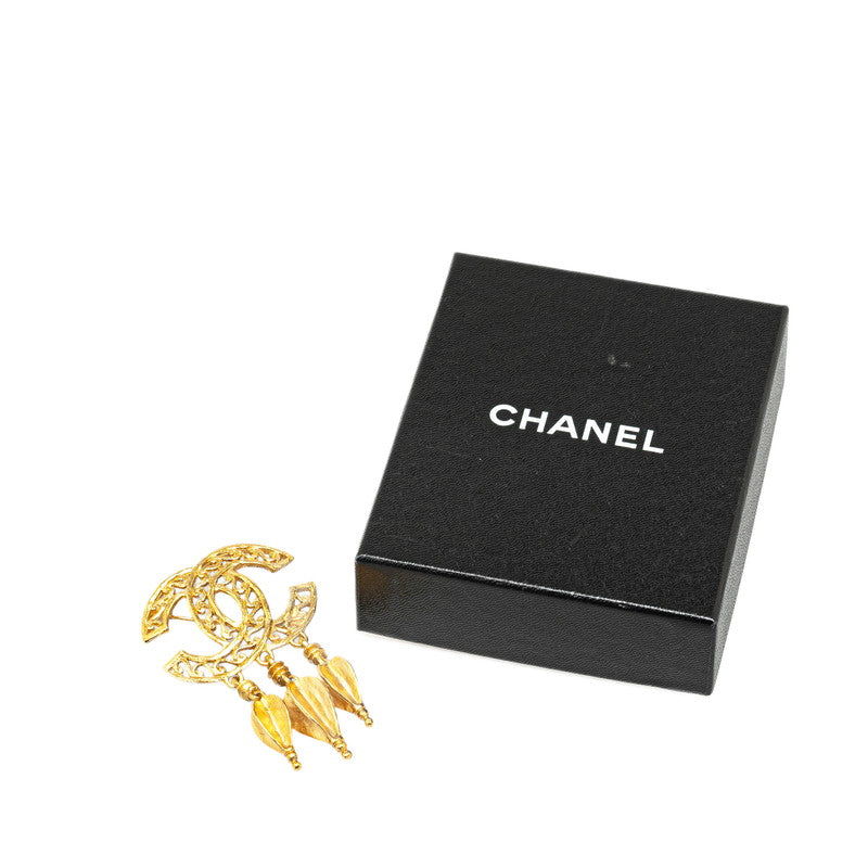 Chanel Vintage Coco Mark Swing Triple Brooch Gold