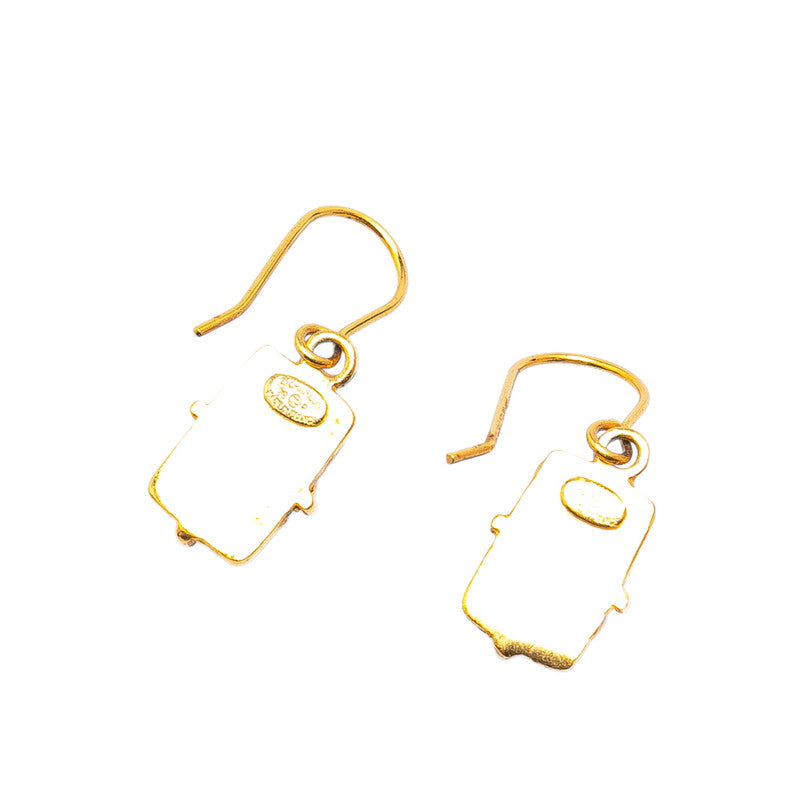 Chanel Gripoix Coco Mark Earrings Red Gold