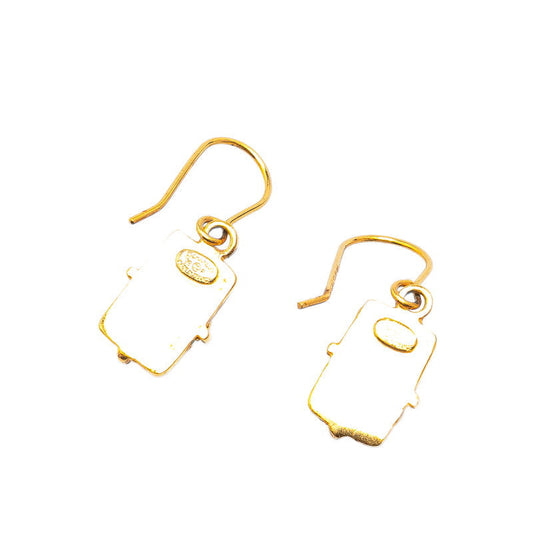 Chanel Gripoix Coco Mark Earrings Red Gold