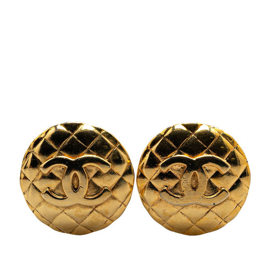 Chanel Coco Mark Matelasse Round Earrings