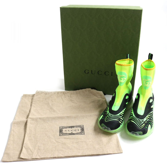 Luxury Gucci Trending 2025 Ultrapace R GG Knit Sneakers Lime Yellow Black