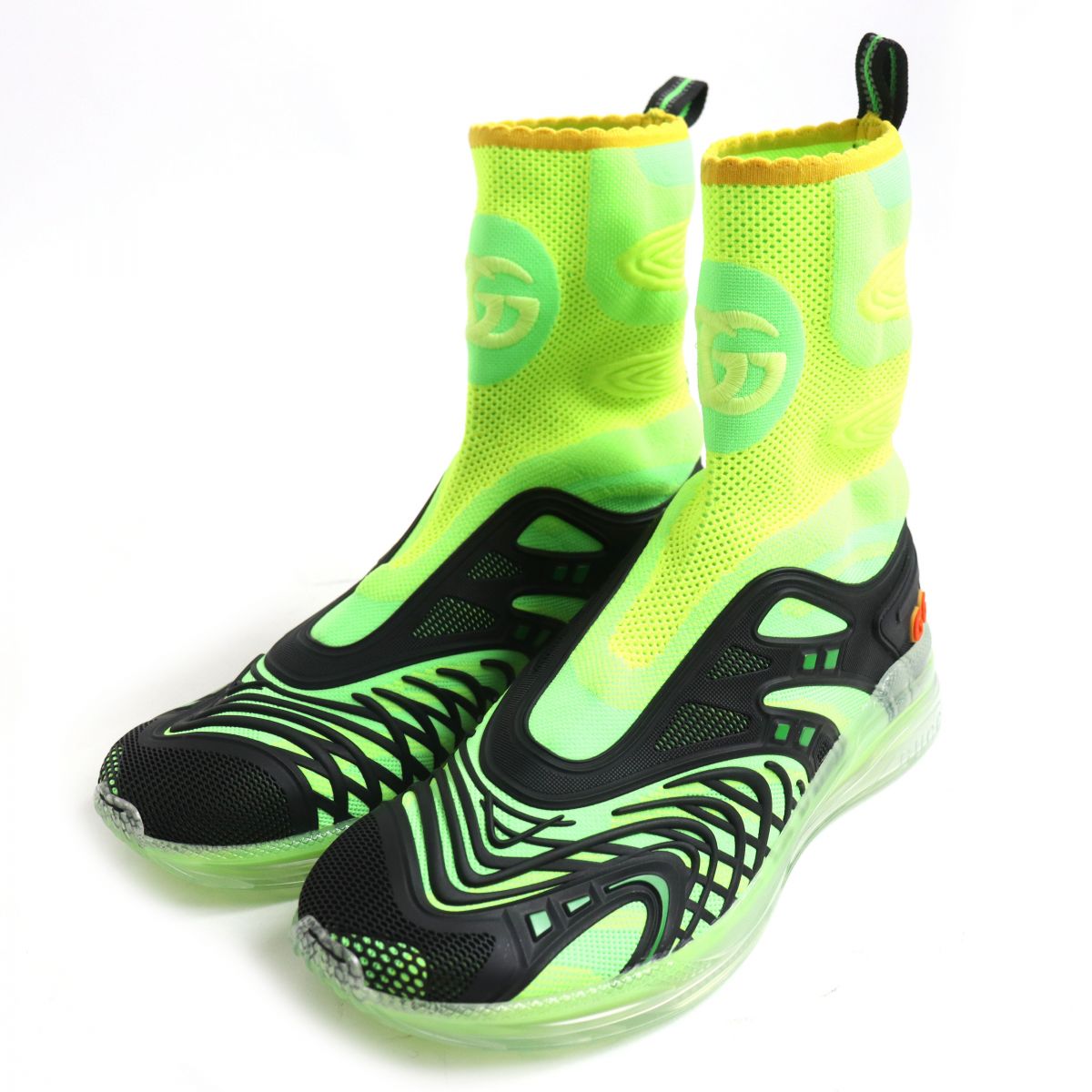 Luxury Gucci Trending 2025 Ultrapace R GG Knit Sneakers Lime Yellow Black