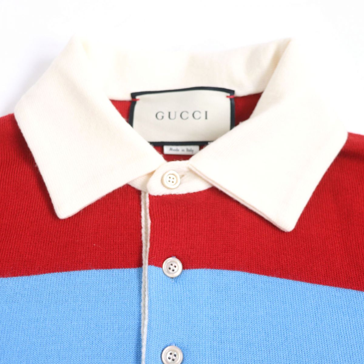 Luxury Gucci Trending 2025 Wool Rugby Polo Shirt XS Red/Blue/White