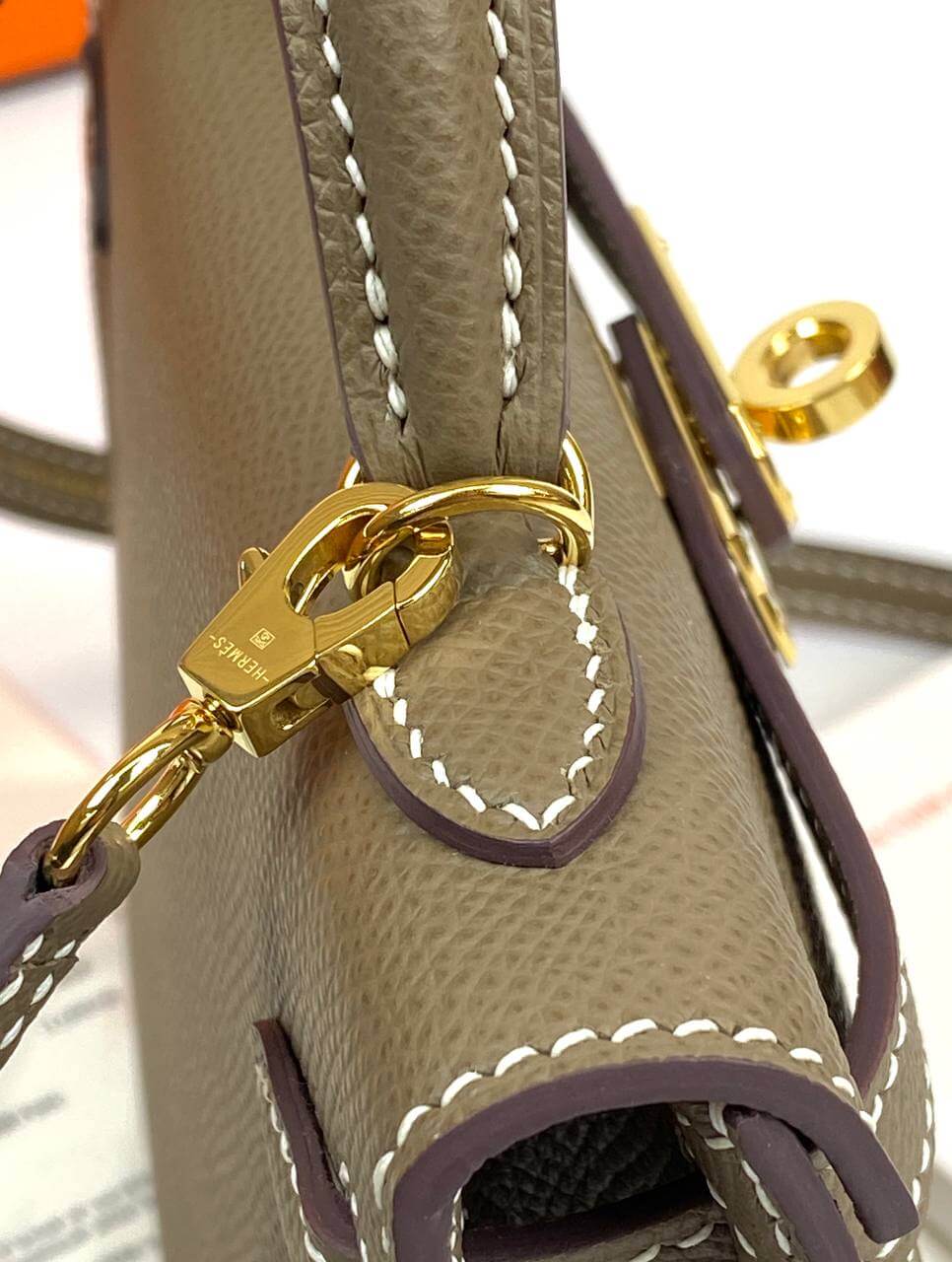 Luxury Hermes Kelly 20 Mini Sellier Bag Gray Epsom Gold Hardware