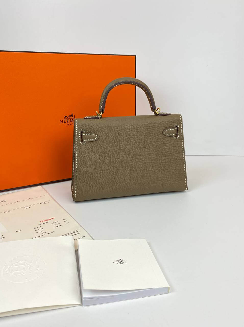 Luxury Hermes Kelly 20 Mini Sellier Bag Gray Epsom Gold Hardware
