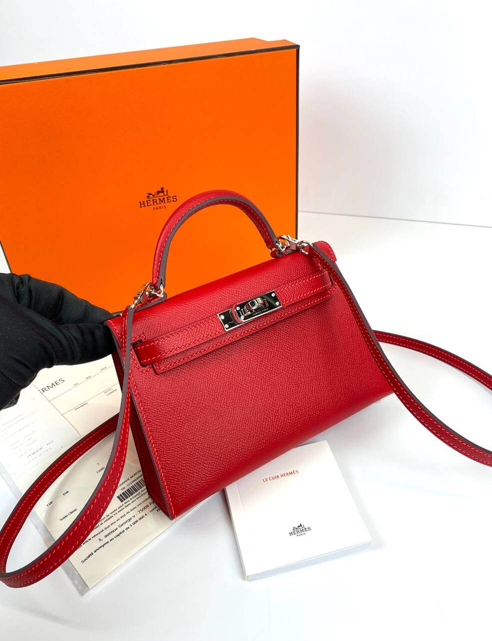 Luxury Hermes Kelly 20 Mini Sellier Bag red Epsom Gold Hardware