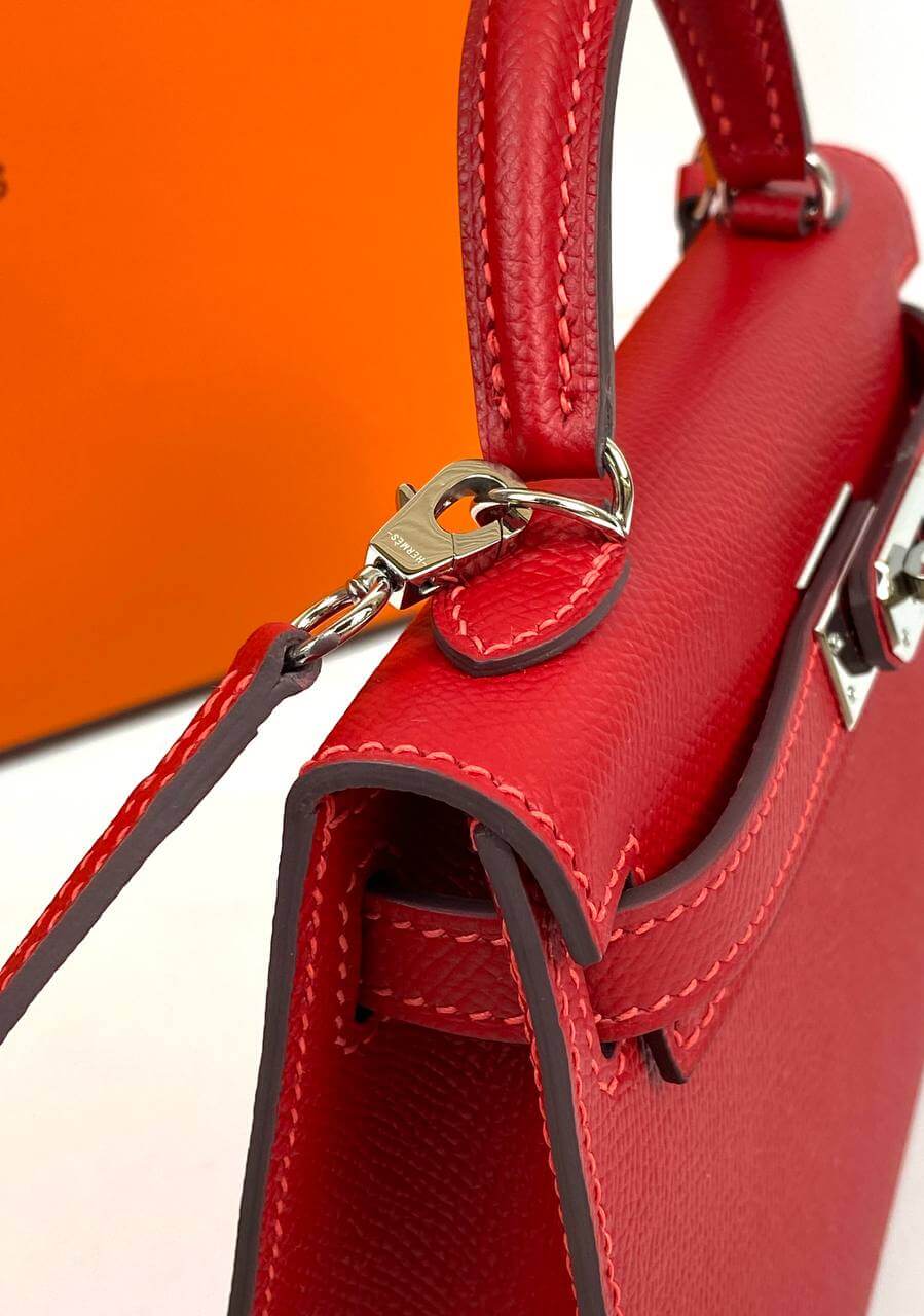 Luxury Hermes Kelly 20 Mini Sellier Bag red Epsom Gold Hardware