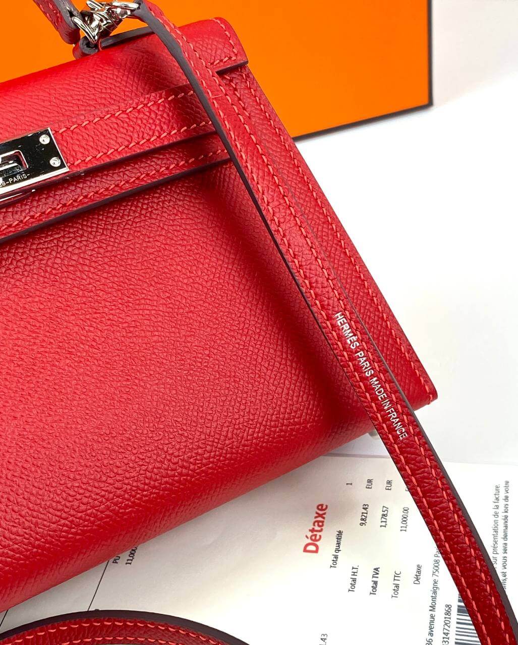 Luxury Hermes Kelly 20 Mini Sellier Bag red Epsom Gold Hardware