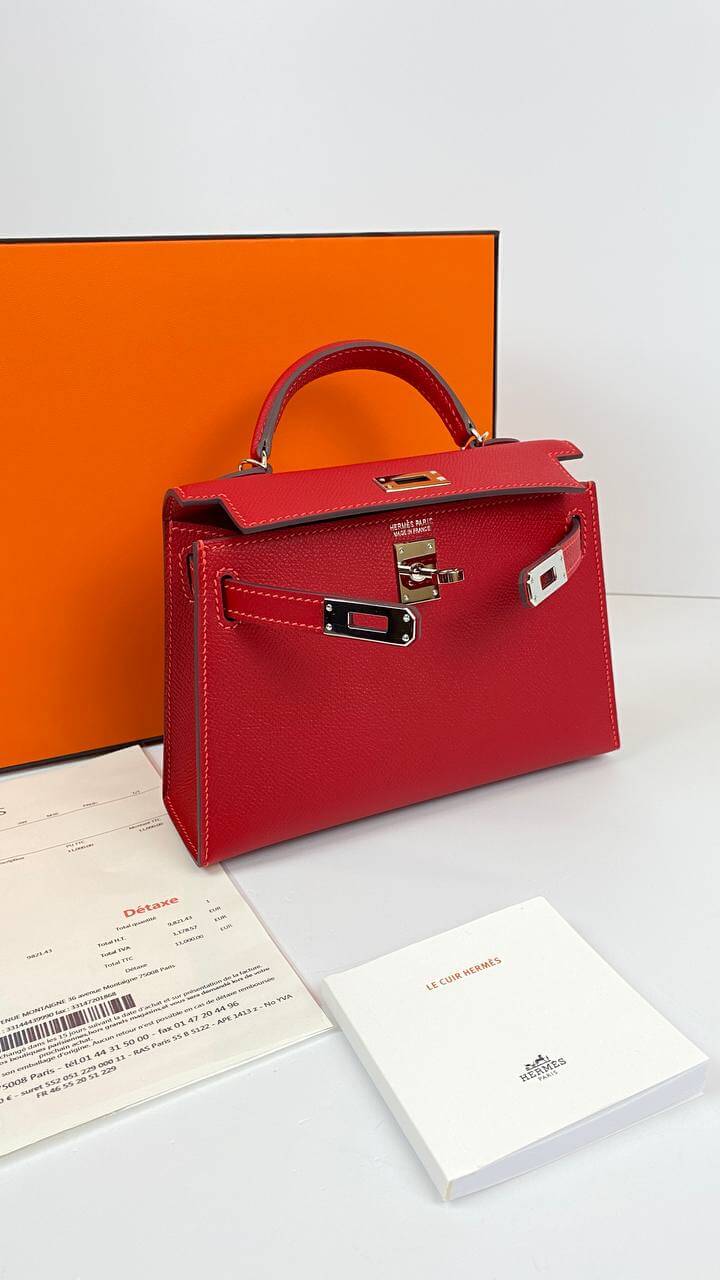 Luxury Hermes Kelly 20 Mini Sellier Bag red Epsom Gold Hardware
