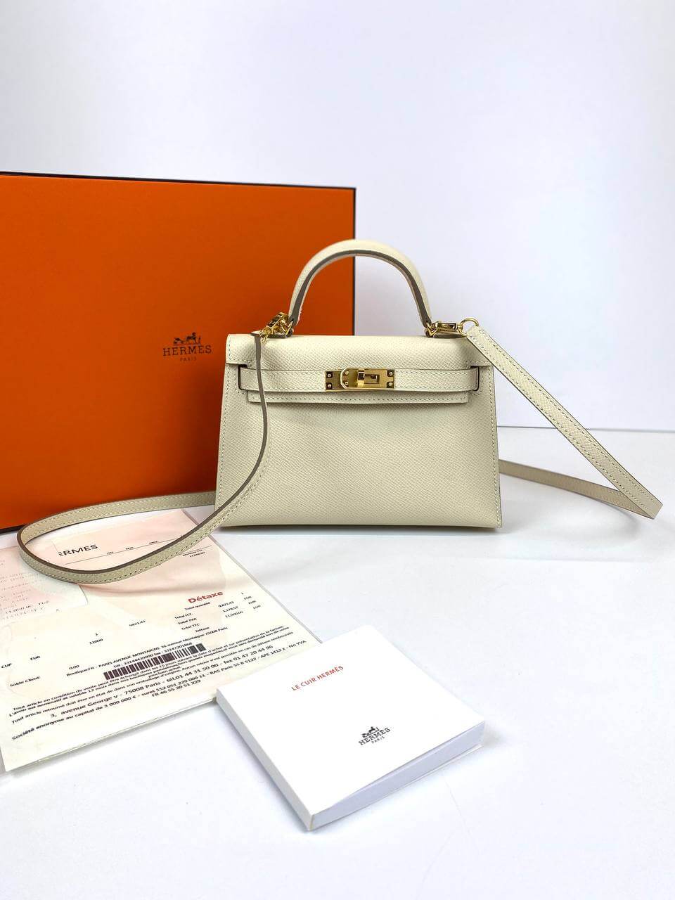 Luxury Hermes Kelly 20 Mini Sellier Bag beige Epsom Gold Hardware