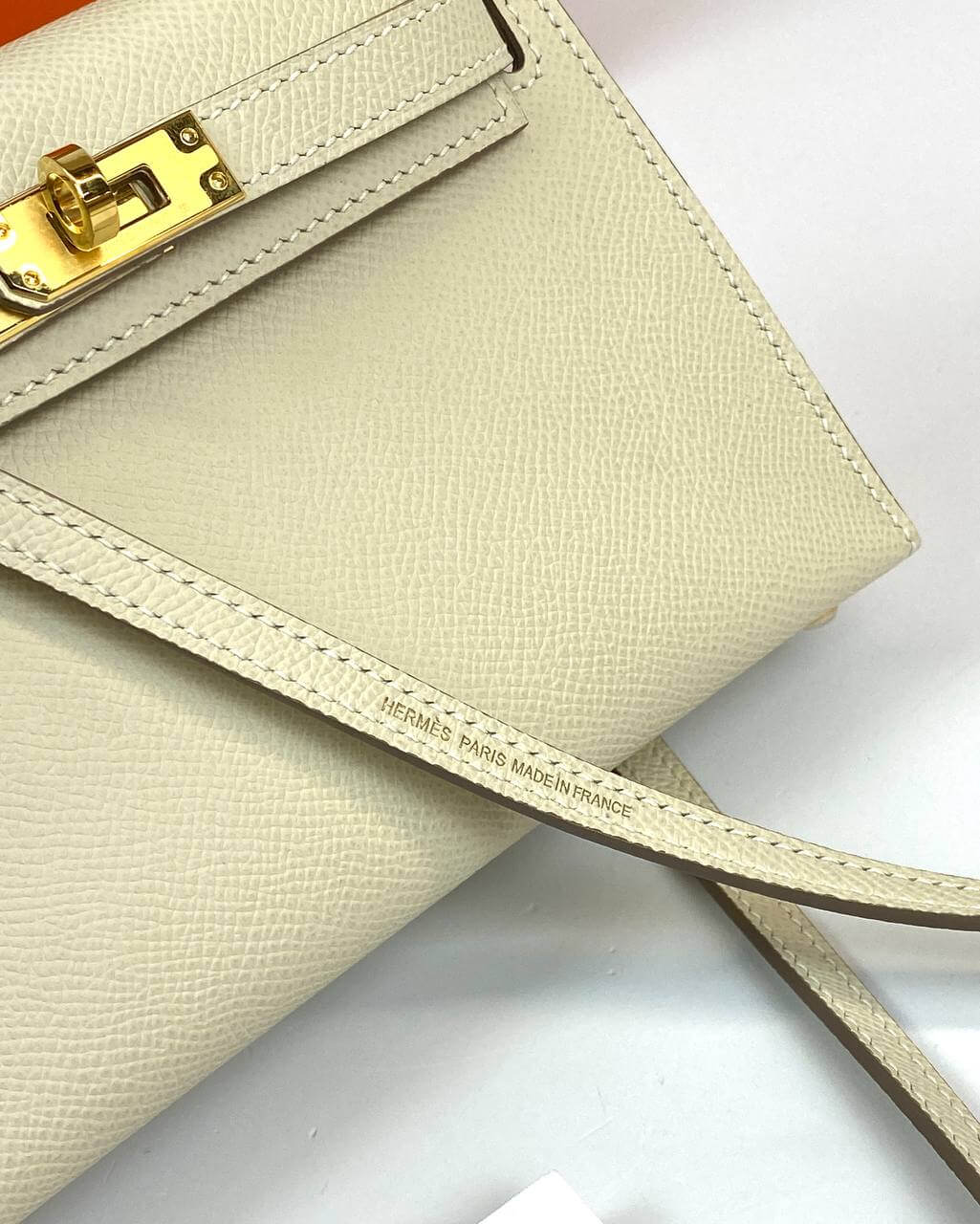 Luxury Hermes Kelly 20 Mini Sellier Bag beige Epsom Gold Hardware