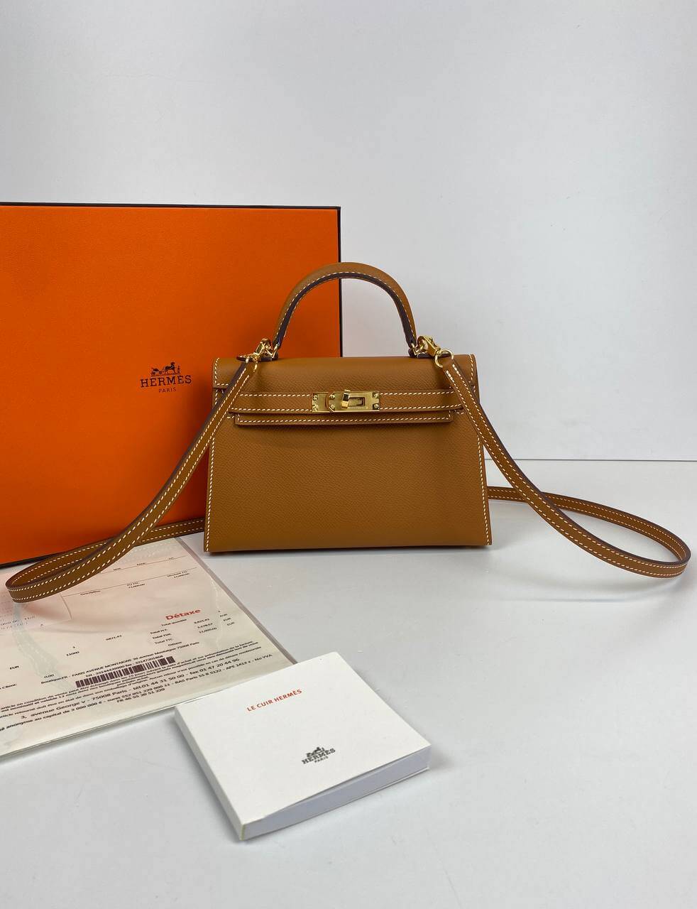 Luxury Hermes Kelly 20 Mini Sellier Bag brown Epsom Gold Hardware
