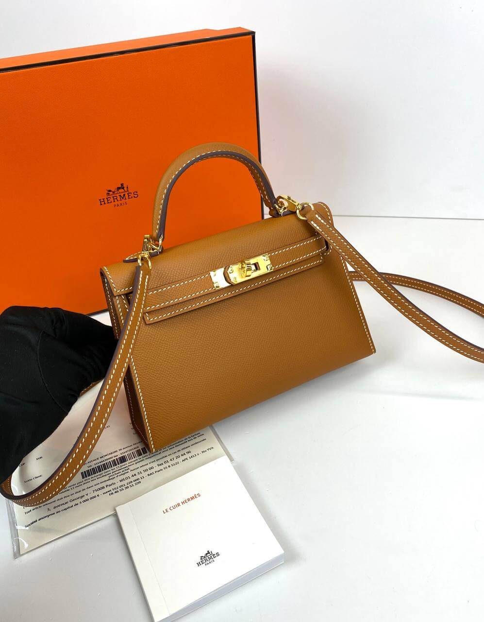 Luxury Hermes Kelly 20 Mini Sellier Bag brown Epsom Gold Hardware