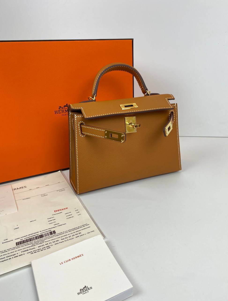 Luxury Hermes Kelly 20 Mini Sellier Bag brown Epsom Gold Hardware