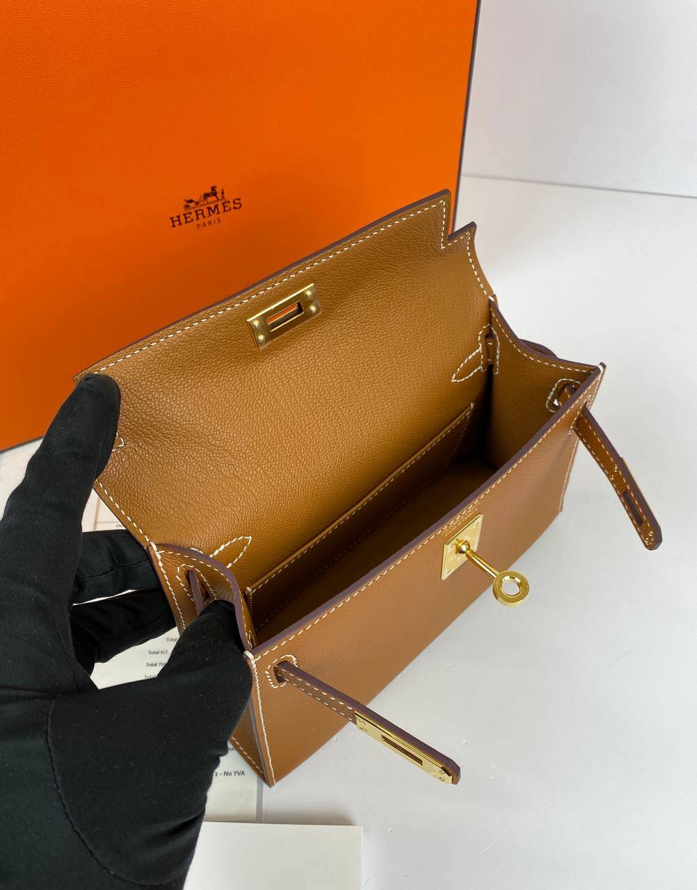 Luxury Hermes Kelly 20 Mini Sellier Bag brown Epsom Gold Hardware