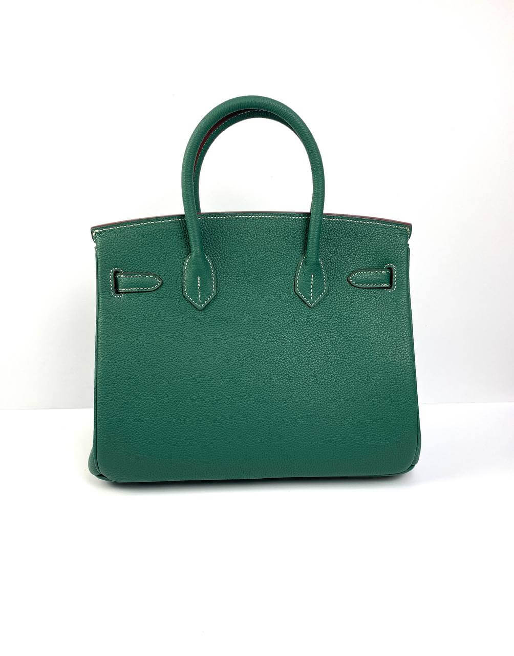 Luxury Hermes Birkin 30 Biscuit Togo Leather green Palladium Hardware