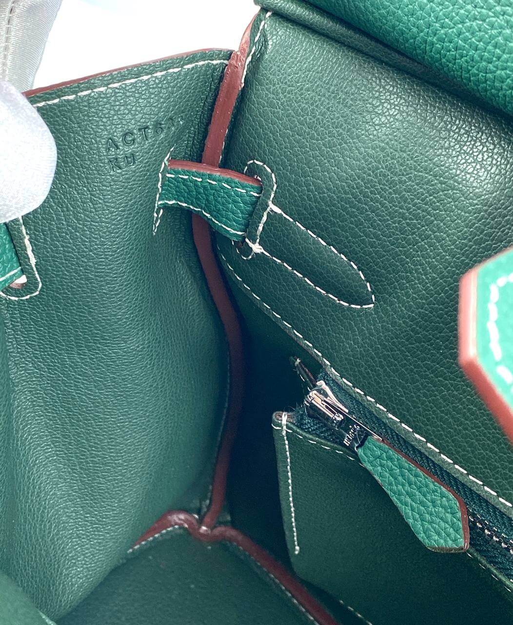 Luxury Hermes Birkin 30 Biscuit Togo Leather green Palladium Hardware