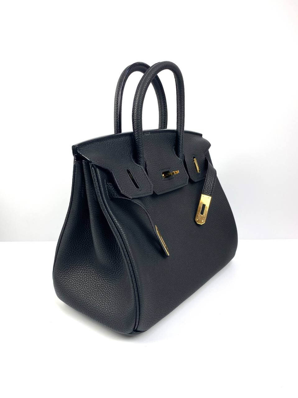 Luxury Hermes Birkin 30 Biscuit Togo Leather Black Gold Hardware