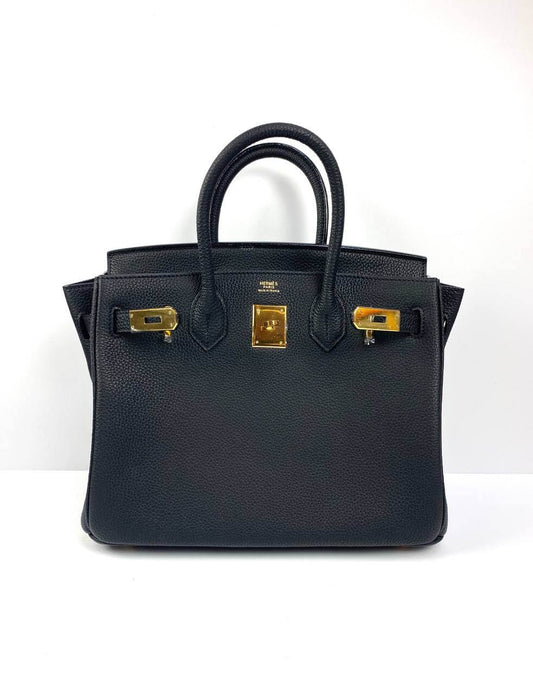 Luxury Hermes Birkin 30 Biscuit Togo Leather Black Gold Hardware