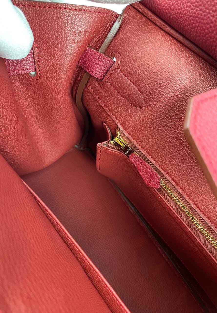 Luxury Hermes Birkin 30 Biscuit Togo Leather red Gold Hardware