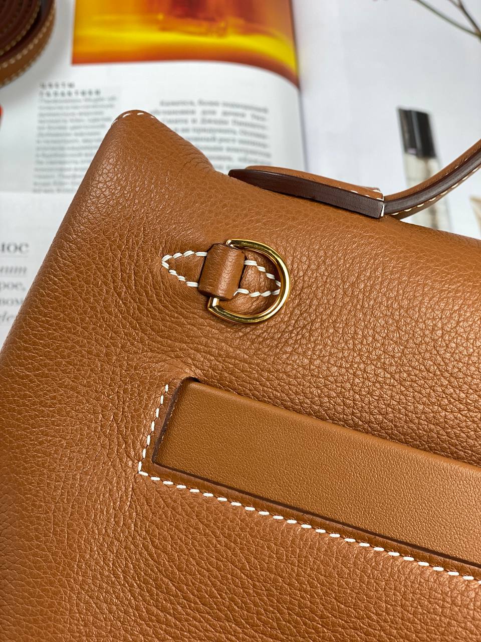 Luxury Hermes 24/24 Bag Evercolor with Swift 21  brown Gold Hardware
