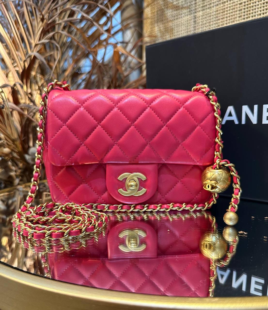 Luxury Chanel Runway Pink Square Mini Flap Pearl Crush Bag