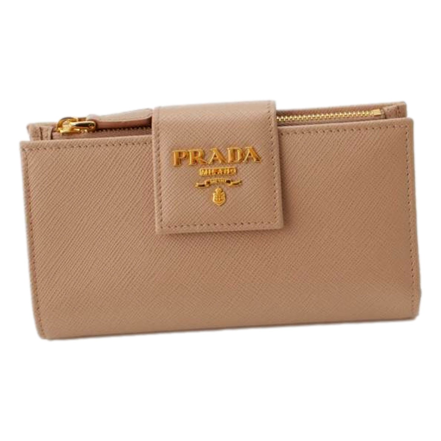 Luxury PradaSaffiano Leather Long Zipper Wallet Cipria