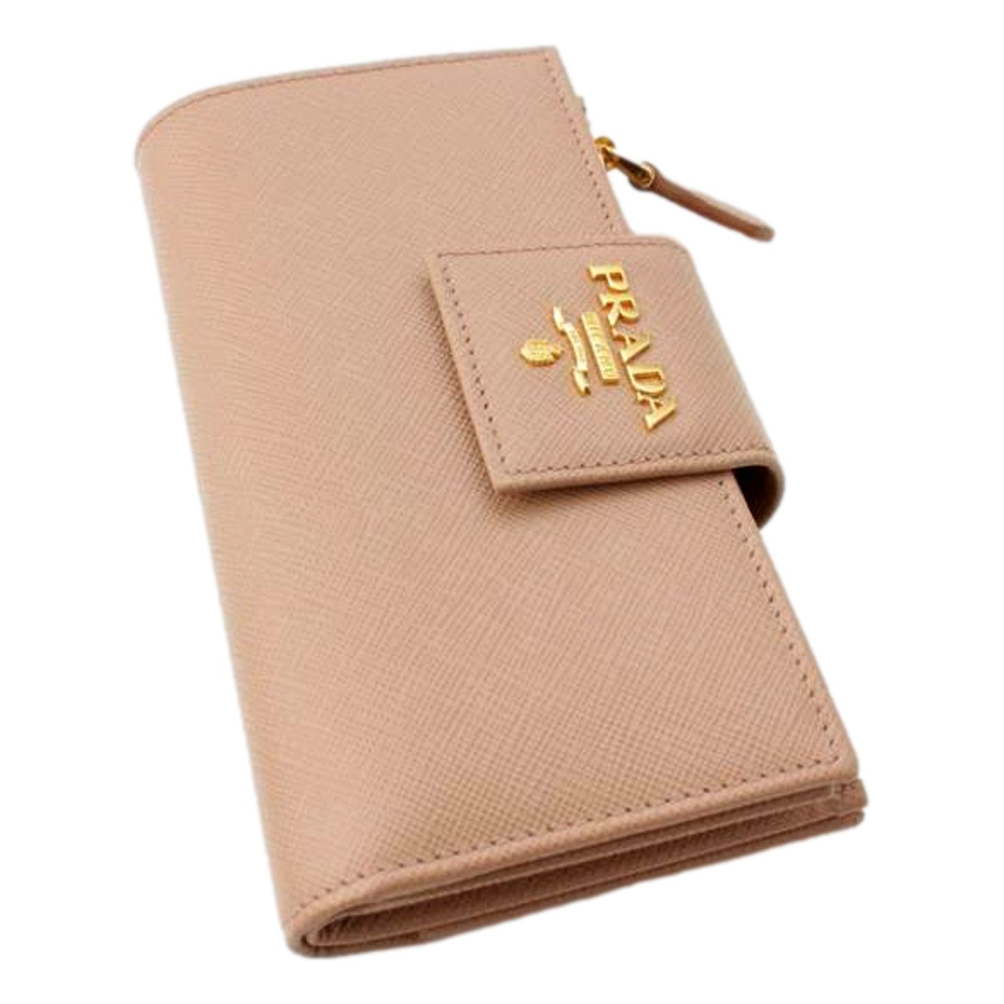 Luxury PradaSaffiano Leather Long Zipper Wallet Cipria