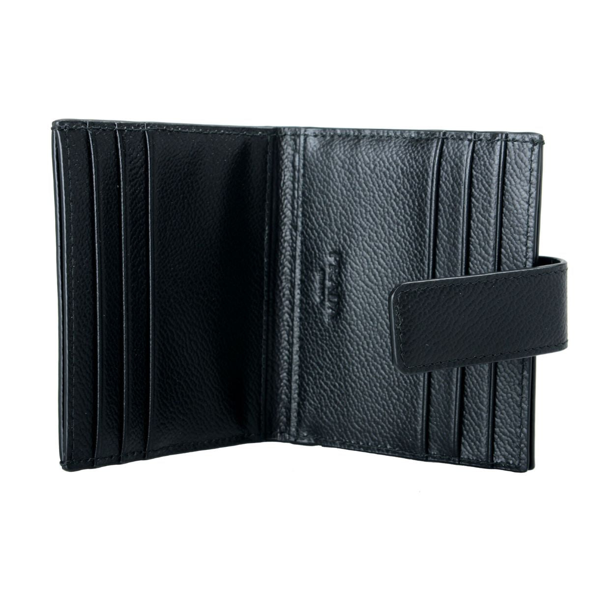 Luxury PradaBlack Vitello Grain Leather Card  Bifold Wallet
