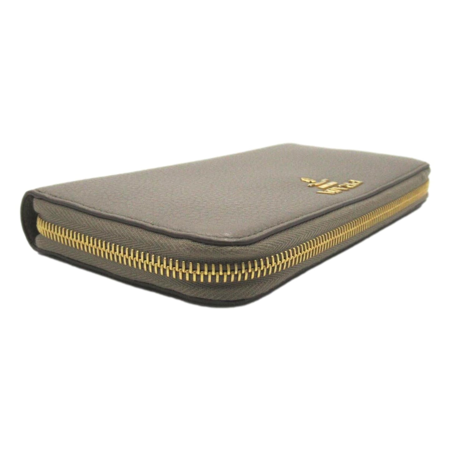 Luxury PradaArgilla Gray Vitello Grain Leather Zip Around Continental Wallet