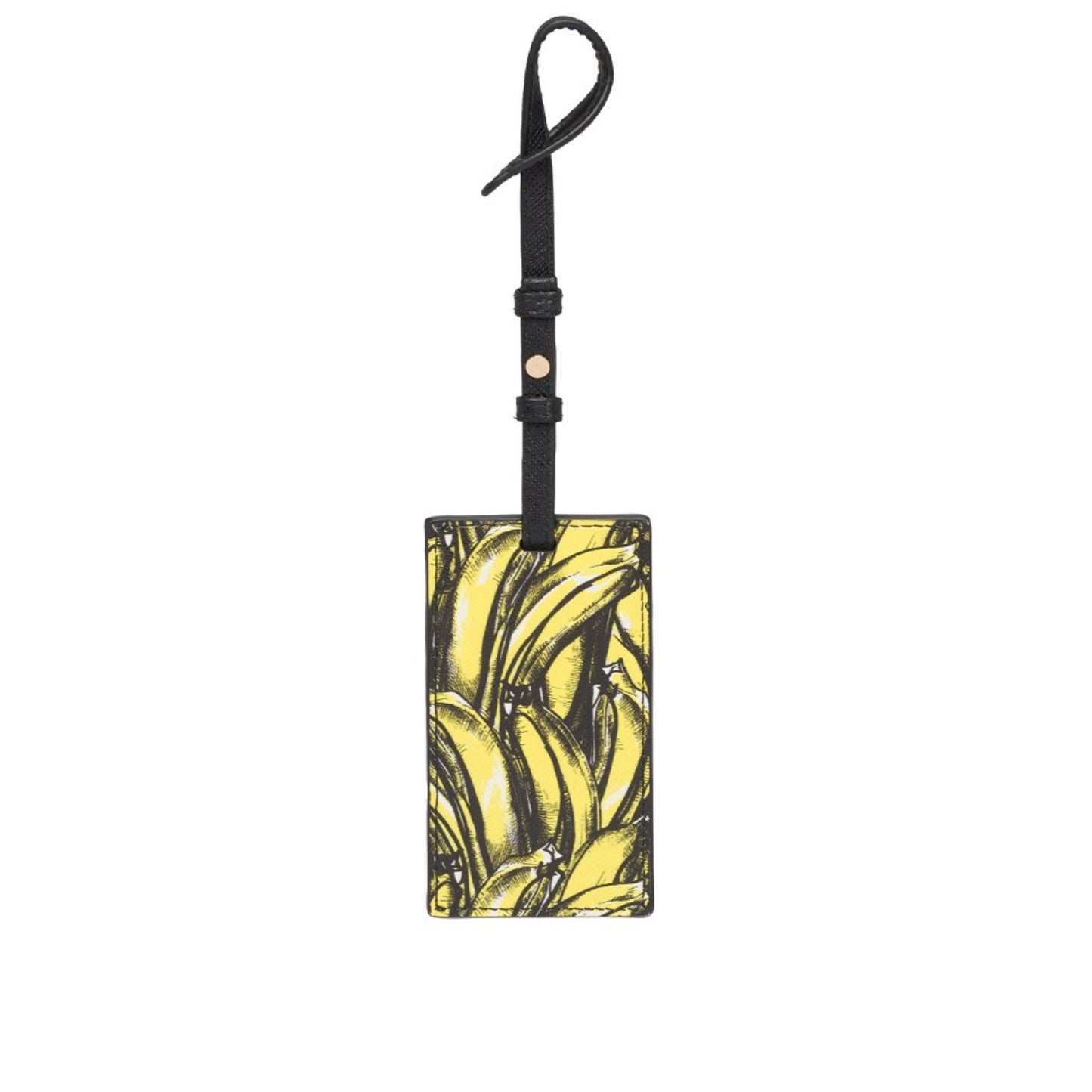 Luxury PradaBanana Saffiano Leather Name Tag Keychain Iconic Prada