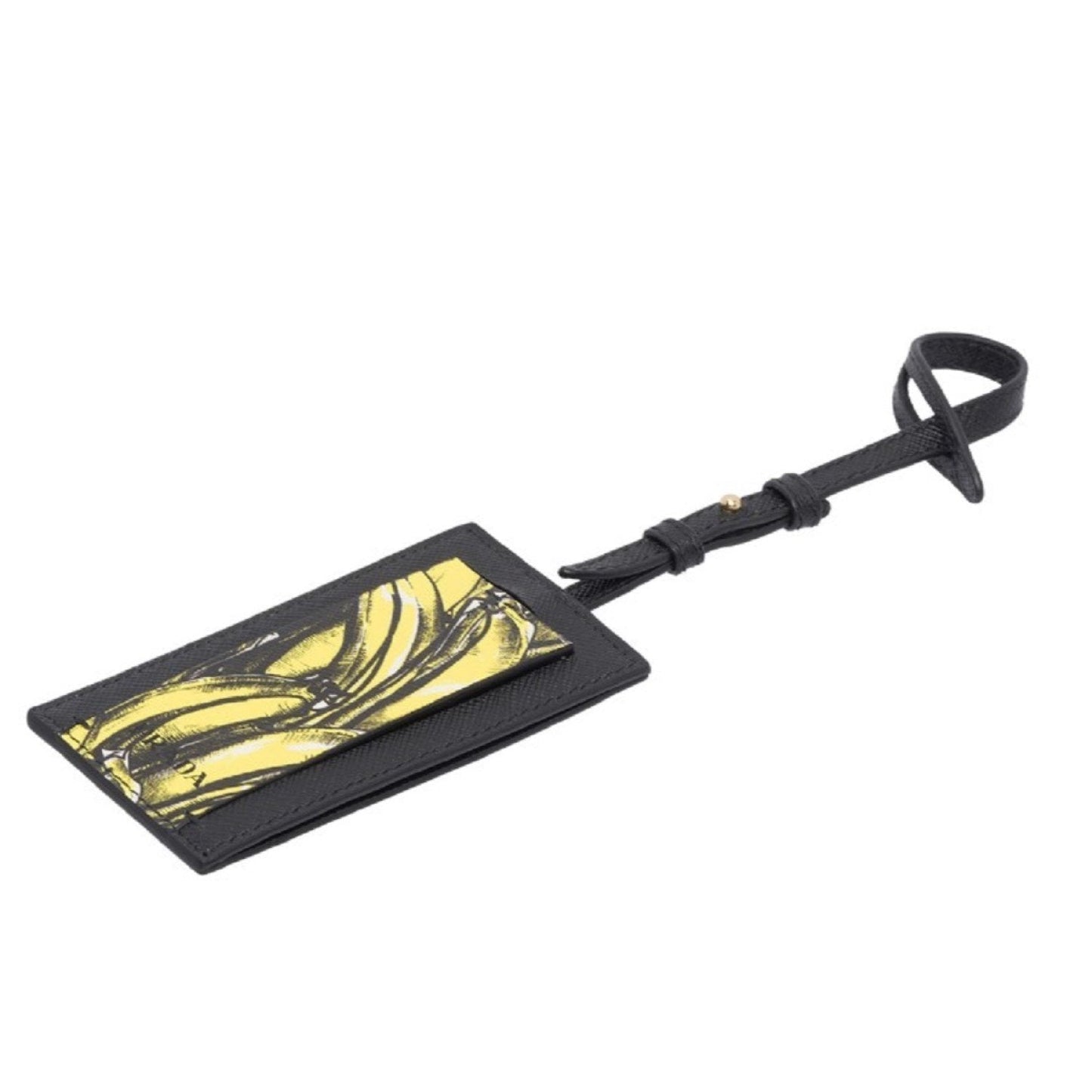 Luxury PradaBanana Saffiano Leather Name Tag Keychain Iconic Prada