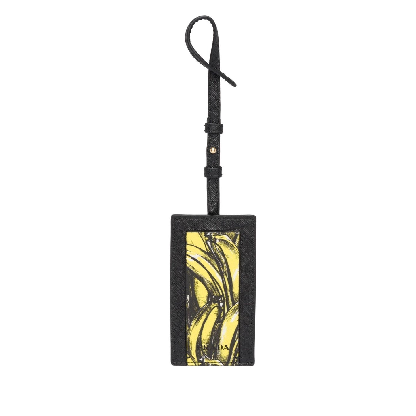Luxury PradaBanana Saffiano Leather Name Tag Keychain Iconic Prada