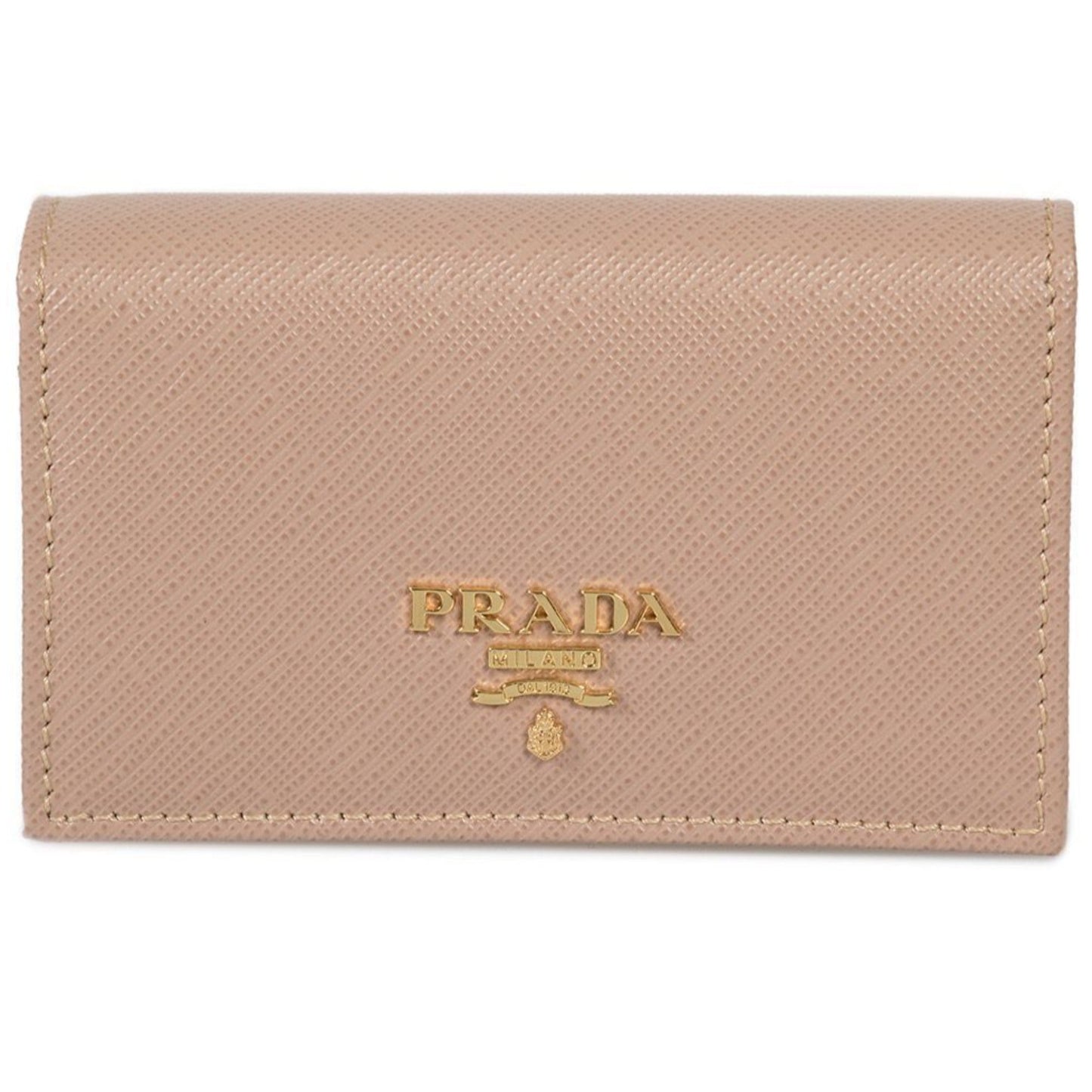 Luxury PradaCammeo Beige Saffiano Leather Credit Card Holder Wallet