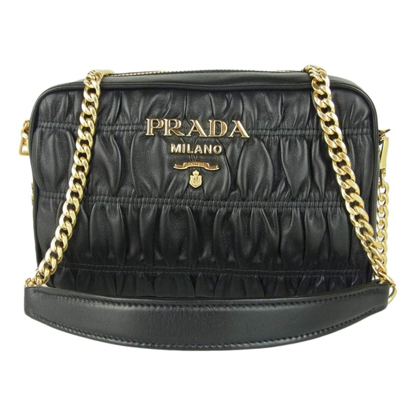 Luxury PradaBlack Gaufre Leather Small Crossbody Bag