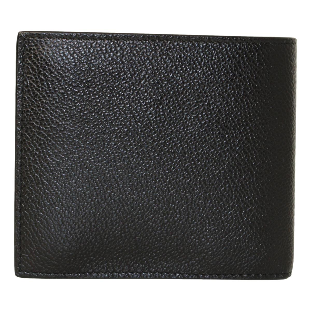 Luxury PradaBlack Navy Vitello Micro Grain Leather Bifold Wallet