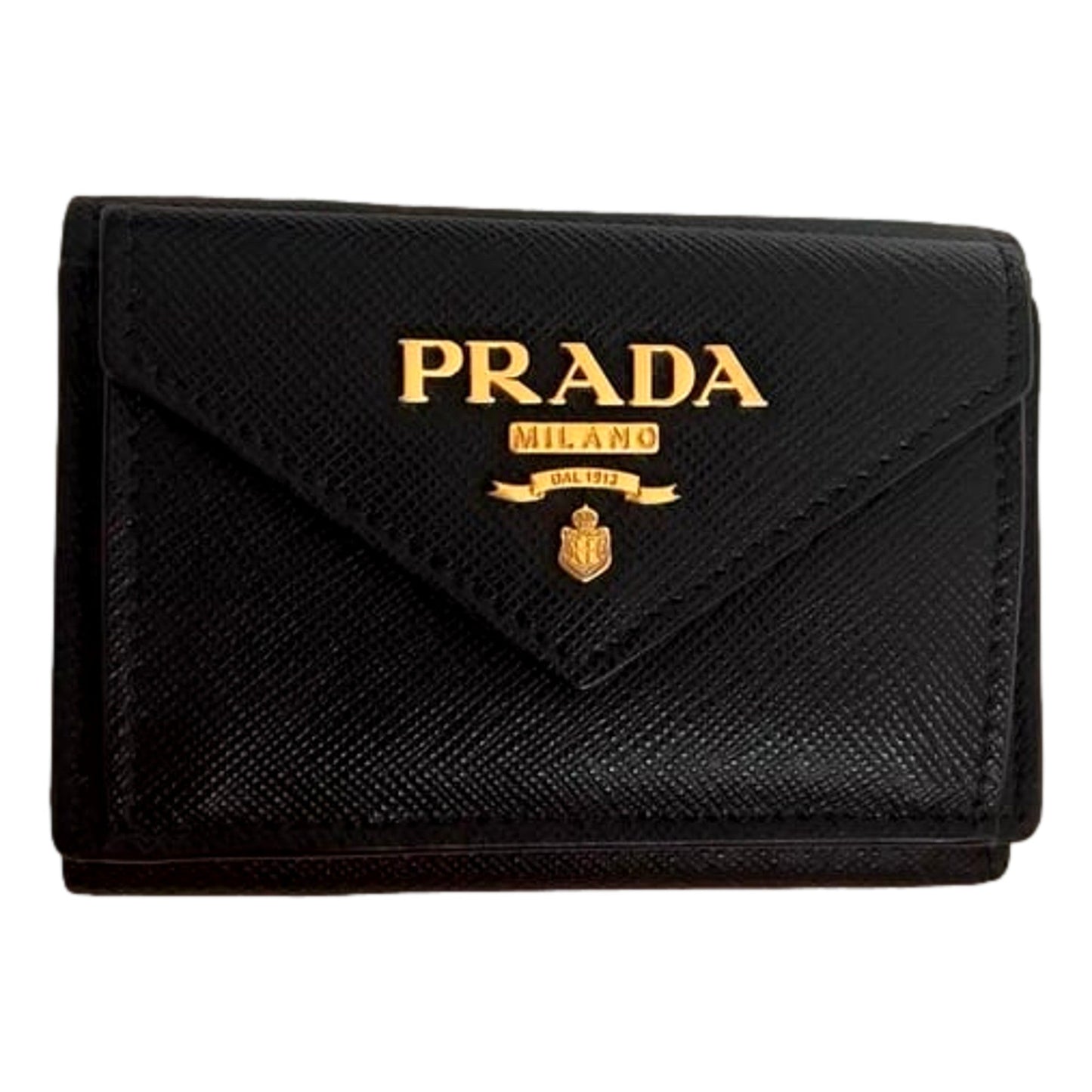 Luxury PradaBlack and Pink Tri-fold Saffiano Wallet