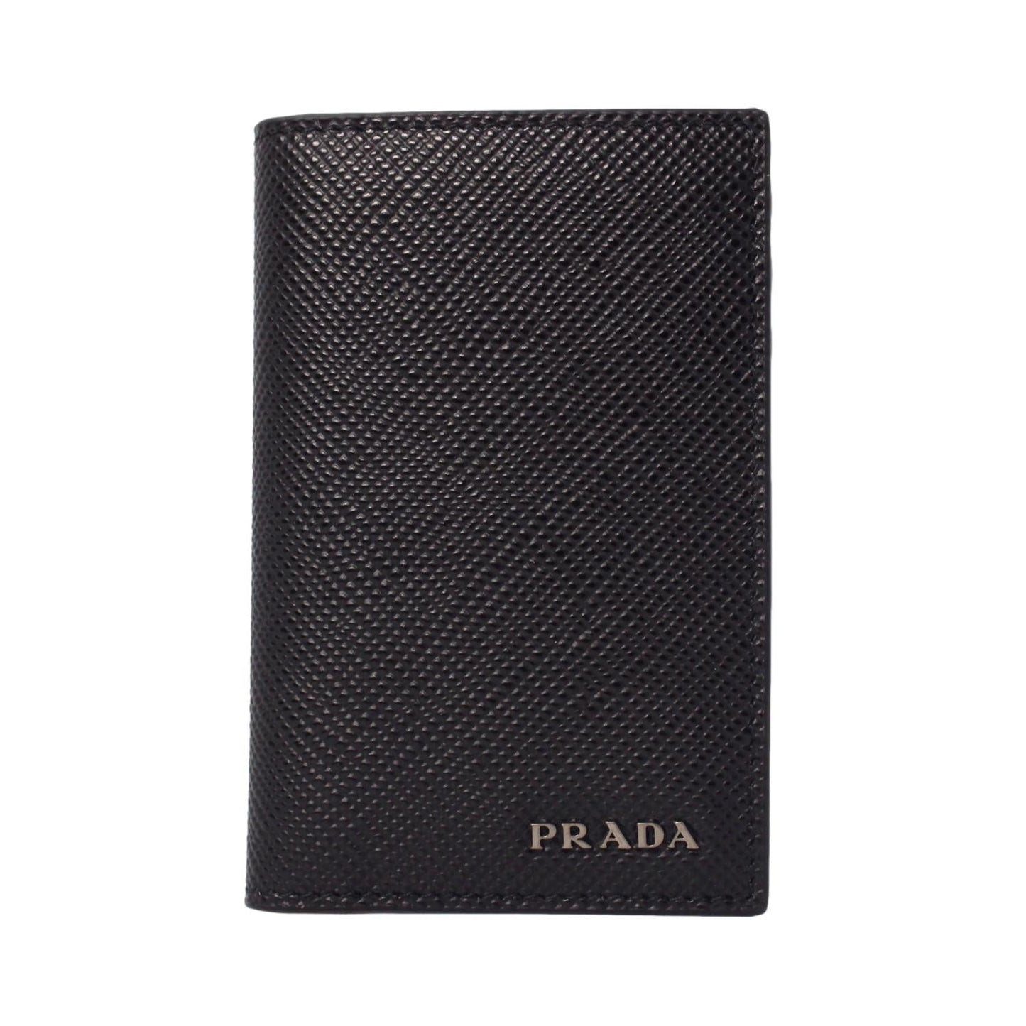 Luxury PradaBlack Saffiano Leather Vertical Logo Card Holder
