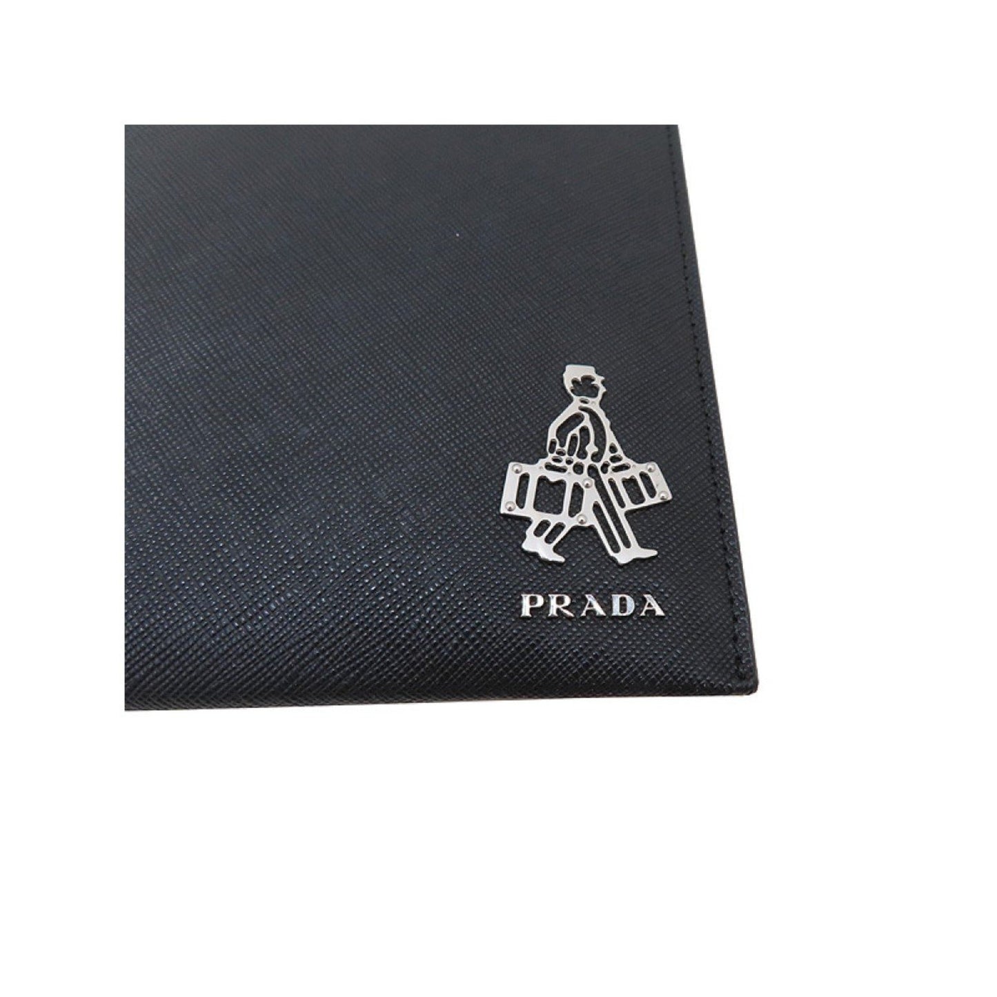 Luxury PradaBlack Saffiano Voyage Leather Clutch Document Holder