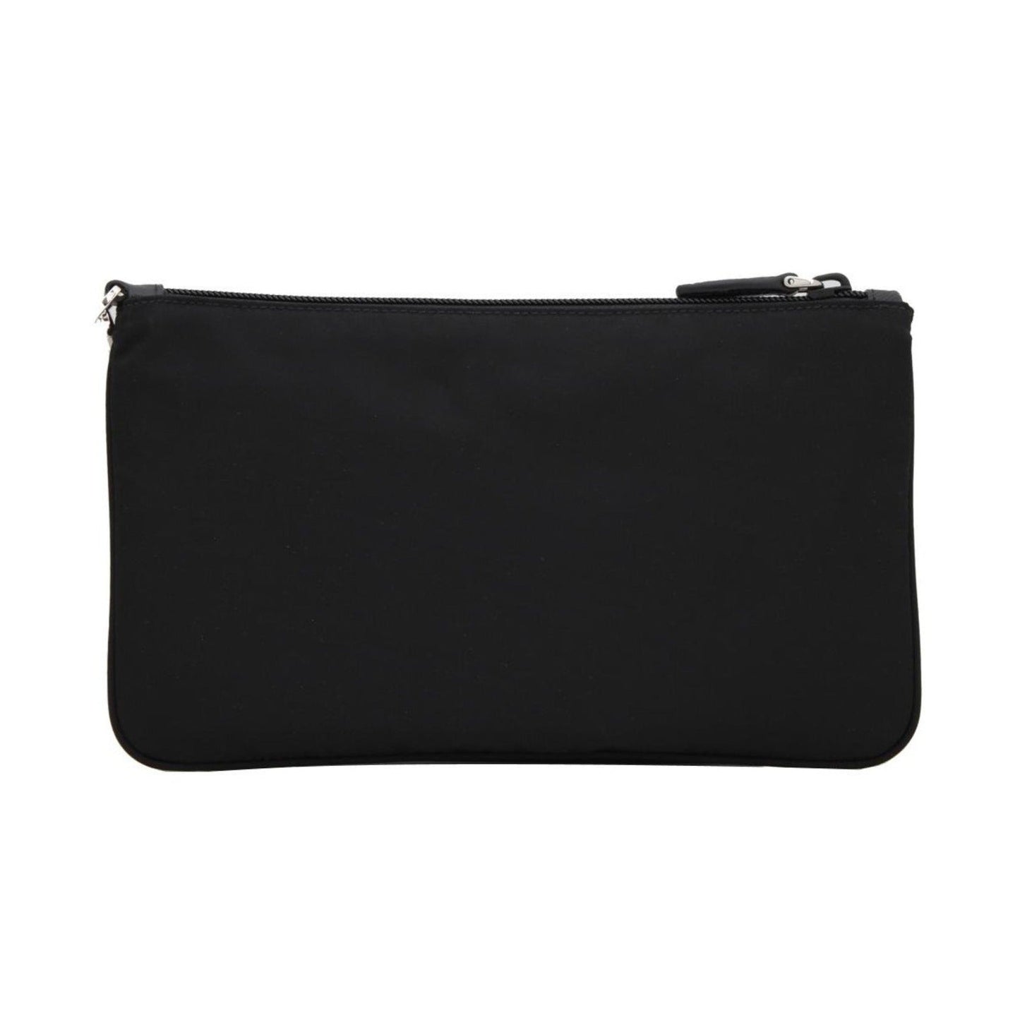 Luxury PradaBlack Tessuto Nylon Pouch Luxury PradaLogo Wristlet Clutch Bag