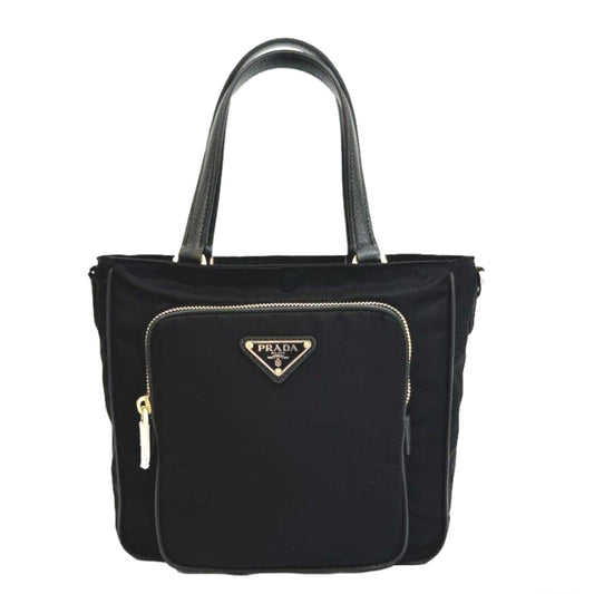 Luxury PradaBlack Tessuto Nylon Saffiano Leather Crossbody Satchel Bag