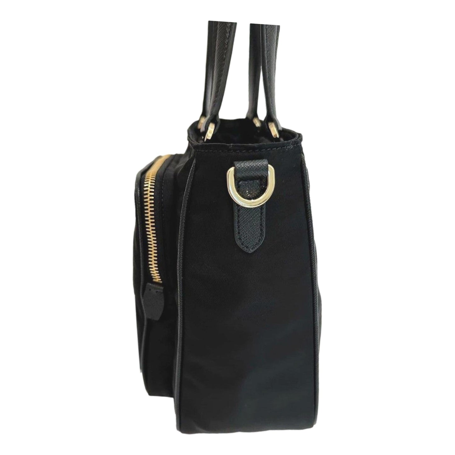 Luxury PradaBlack Tessuto Nylon Saffiano Leather Crossbody Satchel Bag