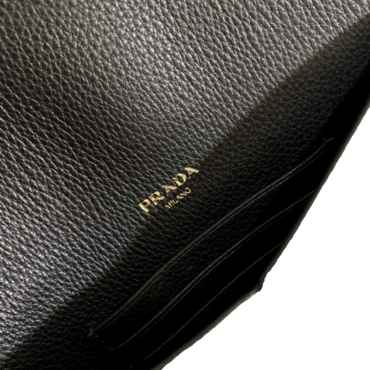 Luxury PradaBlack Vitello Grain Leather Long Envelope Wallet